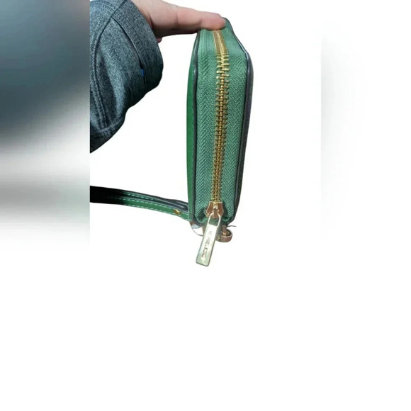 NWT Michael Kors Jet Set Large Continental Zip Around Wallet Wristlet Fern Green - Picture 2 of 6